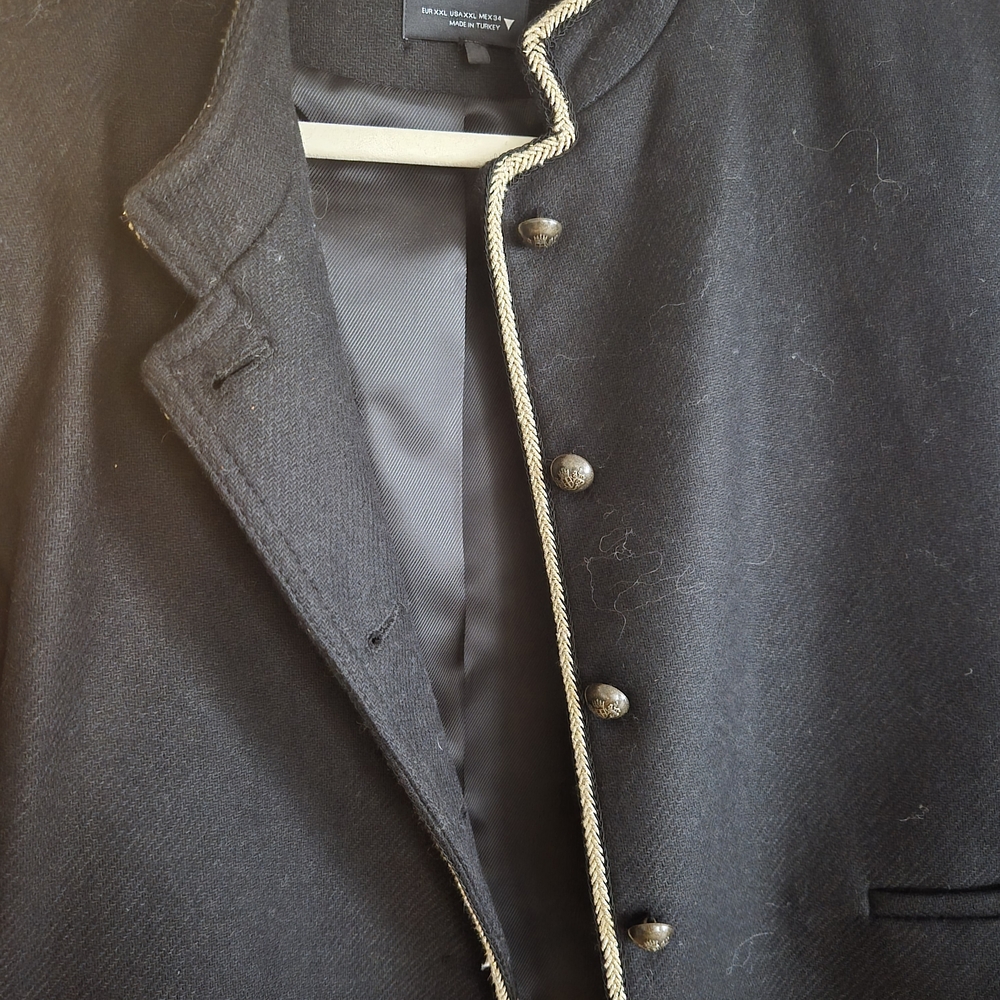Zara Black Military Jacket with Gold Trim